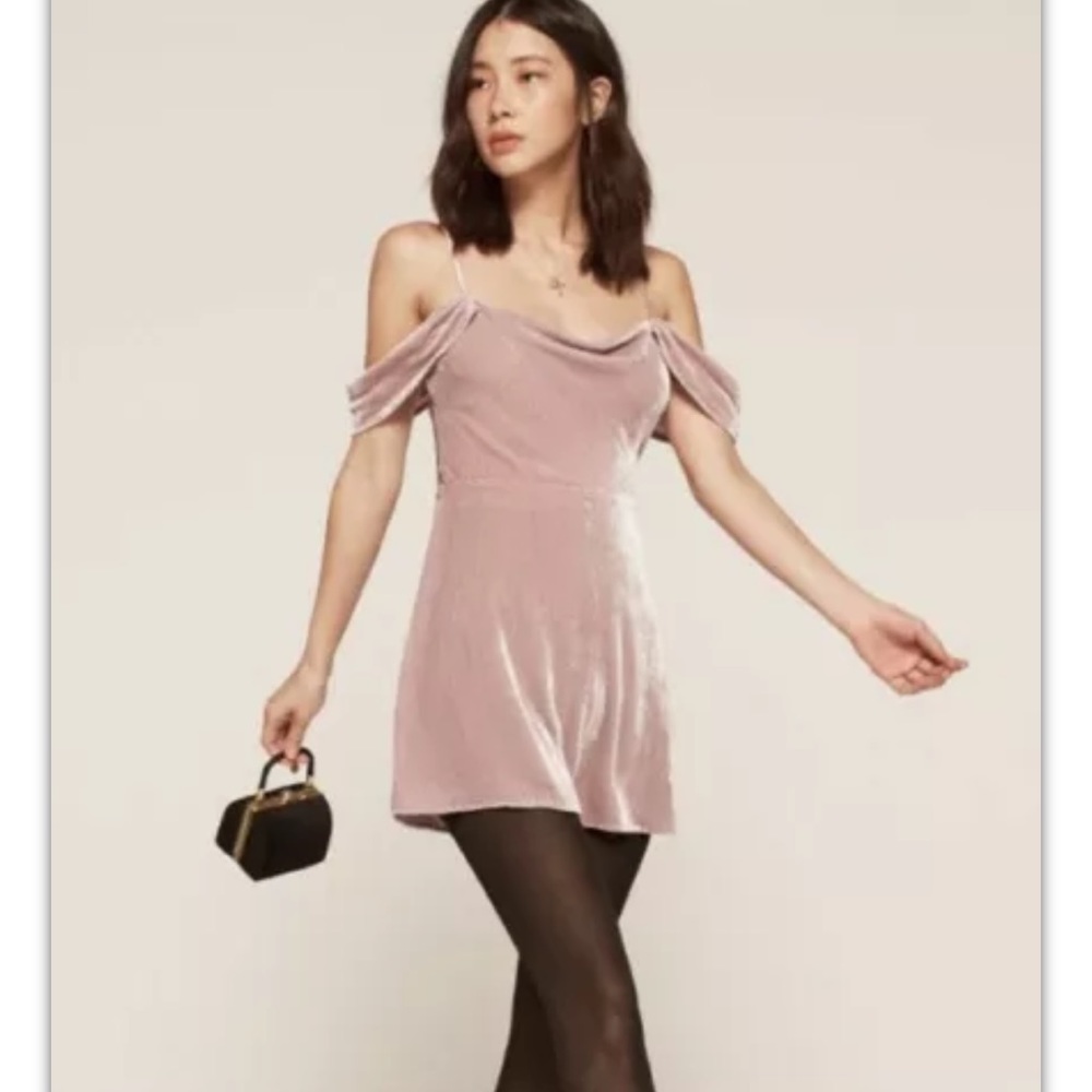 Reformation Blush Velvet Lorraine Dress Size 6